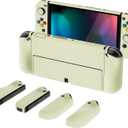 PlayVital AlterGrips Protective Slim Case for Nintendo Switch OLED, Ergonomic Grip Cover for Joycon, Dockable Hard Shell for Switch OLED w/Thumb Grip Caps & Button Caps