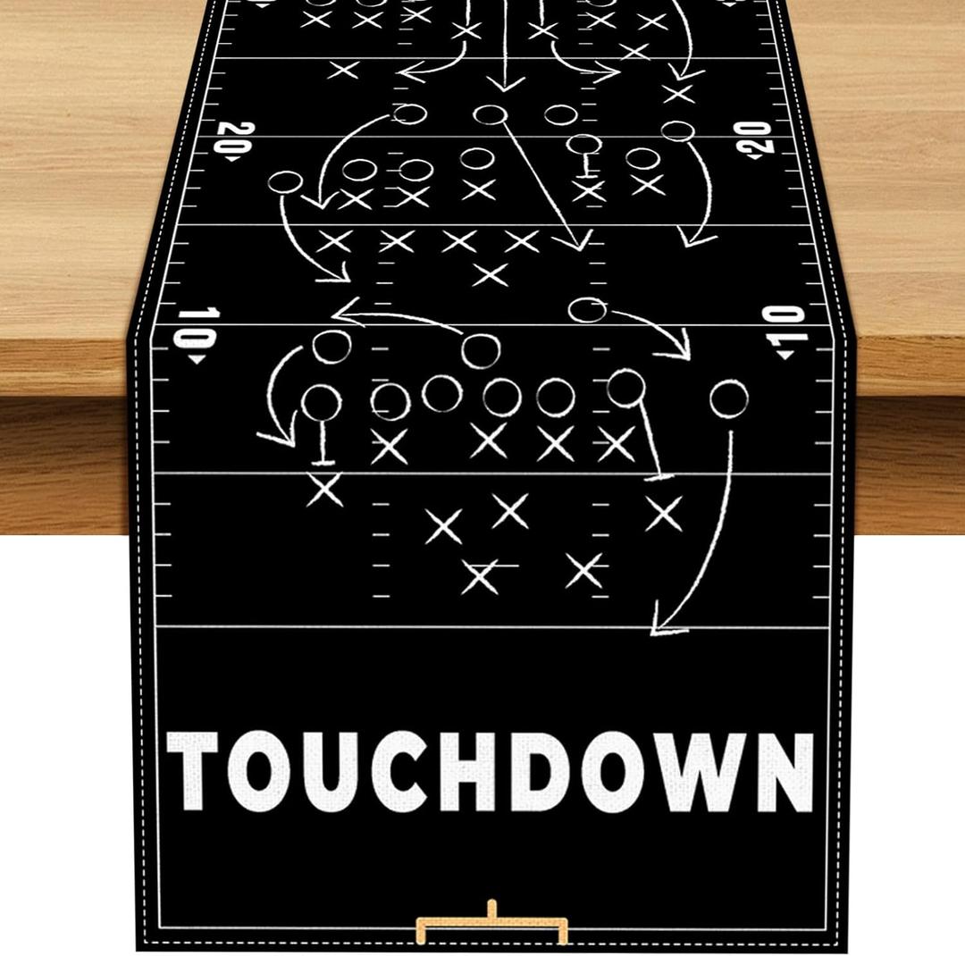Football Touchdown Table Runner Tactical Guidance Boys Football Themed Birthday Party Supply Tailgate Party Decorations Home Kitchen Island Decor (13" x 72")