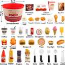 80 Pcs Pretend Play Food Toy for Kids Kitchen Aged 3 4 5, Fast Food Set with Storage Bucket, Pizza, Burger, Ice Cream, Hot Dog, Educational Birthday Toy Gift for Boys Girls