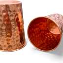 Set of 2 Hammmered Pure Copper Cups For Drinking Water Glasses Tumblers Glass for Ayurveda Health Benefits