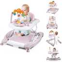Boyro Baby Baby Walker, 5-in-1 Baby Walkers for Boys and Girls 6-12 Months with Bouncer, Removable Footrest, Feeding Tray & Music, Foldable & Adjustable Activity Walker for 6-18 Months Toddler Infant