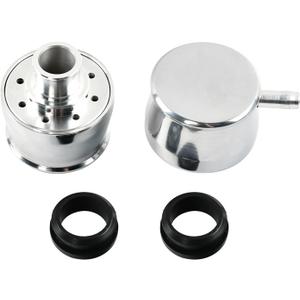 Silver Aluminum Smooth Valve Cover & Breather Combo with 2 Grommets Compatible with SBC BBC SBF For 1-1/4" Hole-2PC
