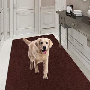 Runner Rug 2FT x 6FT, AYOHA 2'-82' Utility Carpet Runner for Entryway Hallway Aisles Balcony Garages, Area Rugs with Non-Slip Rubber Backing, Chocolate Brown 