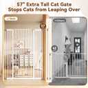 Fldofaves Extra Tall Pet Gate, 57" Cat Gate for Doorway, Pressure Mounted Auto Close Dog Gate, Ultra Narrow Bar Spacing No Drill Gate for Stairs, Doorways, Hallways, Fits 29.5"-43" Openings