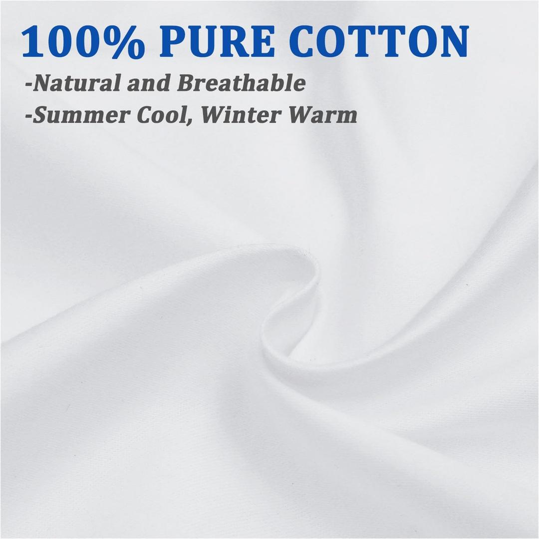 Precoco White Pillow Case King Size 1 Pack 100% Cotton Cozy & Soft Pillow Protector with Zipper Hidden 600 Thread Count Cooling Pillowcase Cover for Hair and Skin,20x30 Inches