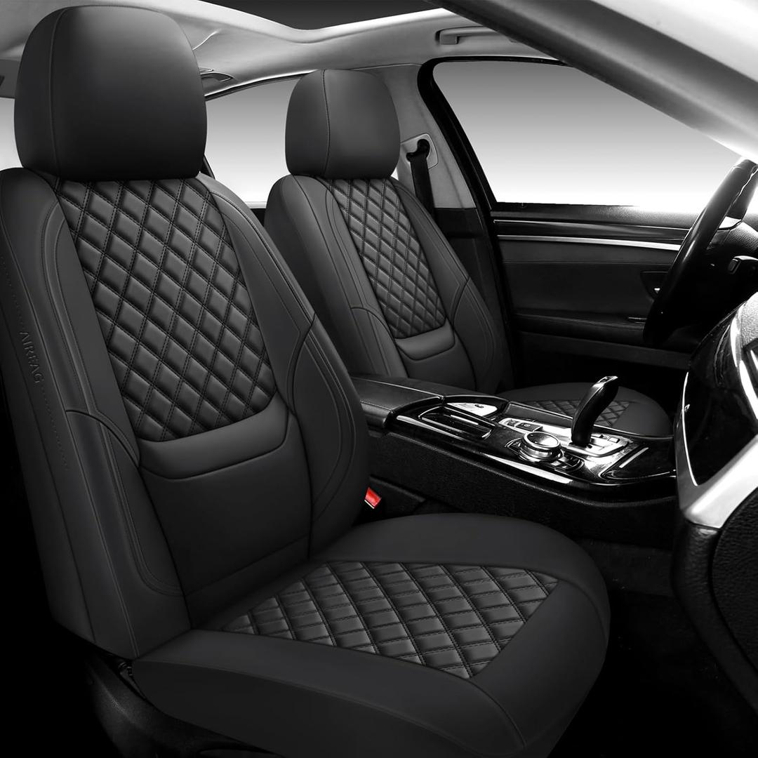 NS YOLO Full Coverage Leather Car Seat Covers Full Set,Waterproof Seat Covers for Cars,SUVs Pick-up Truck, Car Seat Cushion,Car Seat Protector,Black Seat Cover with 5 Seats