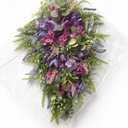 Purple Floral Hanging Wreath - Inch Lavender Tulip Hyacinth Eucalyptus Door Decor for Spring Summer, Wedding Arch Garden Porch Decoration