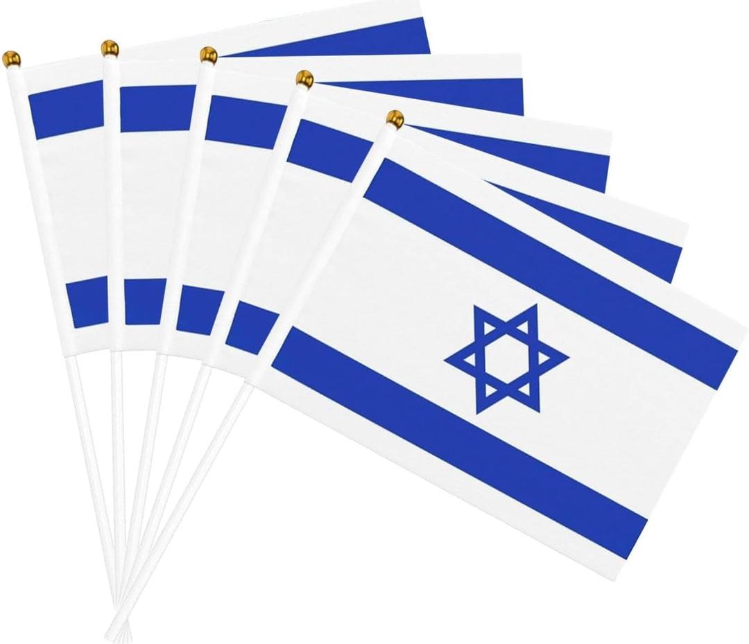 Israel Flags on Stick 20 Pack - Small Handheld Israeli Flags for Events Parade Decoration, Anti-Ultraviolet Fade Indoor Outdoor