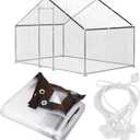 6.6x13 Ft Chicken Coop Cover with 10 Pcs Ball Bungees Cords Transparent Waterproof Material Protection from Sun Rain Snow and Low Temperature