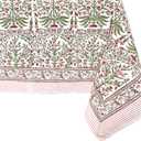 ATOSII Nargis Pink 100% Cotton Rectangle Boho Spring Tablecloth, Handblock Floral Table Cloth Linen for Kitchen Dining I Parties Wedding Outdoors Easter Holidays Home Decor 60 X 90 Inches I 6 Seater