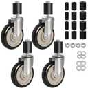 5-inch Swivel Caster Wheels Set of 4, Adjustable Expanding Stem Casters Fit for 7/8",1-1/4",1-1/2" and 1-5/8" Tube Legs for Stainless Steel Table, Furniture, Cart, Tool Cabinet