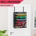 6-Tier Hanging File Organizer Office Cubicle Accessories for Work Organizer Wall Mount File Holder for Mails Folders Papers Magazine Organization, Black