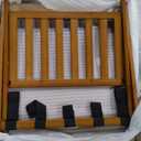 Smuxee Fully Assembled Walnut Luggage Rack, Upgraded Bamboo Foldable Suitcase Stand with 5 Nylon Straps, Luggage Holder with Shelf for Guest Room Bedroom Hotel (Walnut 1 Pcs)