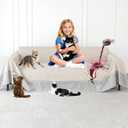 Living Room High Stretch Sofa Cover Pets Dogs Friendly, Cat Scratch Furniture Protector - Anti-Slip, Waterproof Sofa Cover to Keep Cats Off, Anti-Scratch Couch Cover for Pets and Kids 150"X91"Khaki