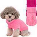 2 Pcs Cutie XXS Dog Sweater Turtleneck Knitted Warm Puppy Sweater Small Dogs Solid Clothes Winter Pet Cat Sweaters Cold Weather Puppy Clothes (Rose,red)