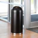 Safco Open Top Dome Trash Can, 15 Gallon Stainless Steel Garbage Can for Indoor Use, Hands Free, Black