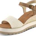 mysoft Womens Espadrille Wedge Sandals EVA Sole Platform Sandal Open Toe Ankle Strap Buckle Shoes (11, Natural/Light Brown)