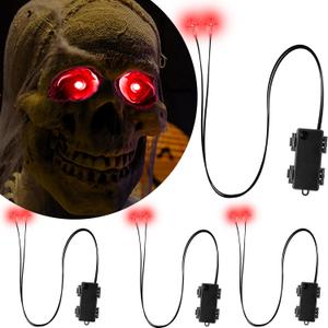 Red Led Glowing Eyes with Timer & Waterproof, 3 Pcs Light Up Skeleton Eyes, Horror Diy Red Eyes for Masks, Pumpkins, Tombstones and Props (Batteries Not Included)