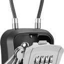 Puroma Lock Box, Portable Key Lock Box with Removable Cable Handle, Resettable Combination Lockbox Wall-Mounted Key Lockbox for House Key, Home, Office, Apartment Warehouse Key Storage (1 Pack, Grey)