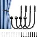 4 PCS Curtain Holdbacks, Wall Mounted Drapery Tiebacks Simple Style, Black