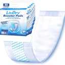 LivDry Incontinence Booster Pads, Use with Adult Diapers for Women and Men, Extra Comfort Softness, Disposable Pad (80 Count, Regular Length)