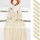 10 Pack Ivory Table Runner 10Ft Cheesecloth Table Runner Boho Gauze Cheese Cloth Table Runners Romantic Long Sheer Fabric Cream Table Runners for Wedding Party Bridal Shower