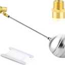 GASHER 1PCS 1/2" 304 Stainless Steel Float Ball Valve with 1/2"G Female x 1/2"NPT Male Adapter, DN15 Adjustable Water Tank Float Ball Valve for Stock Tank Pool Water Level Control