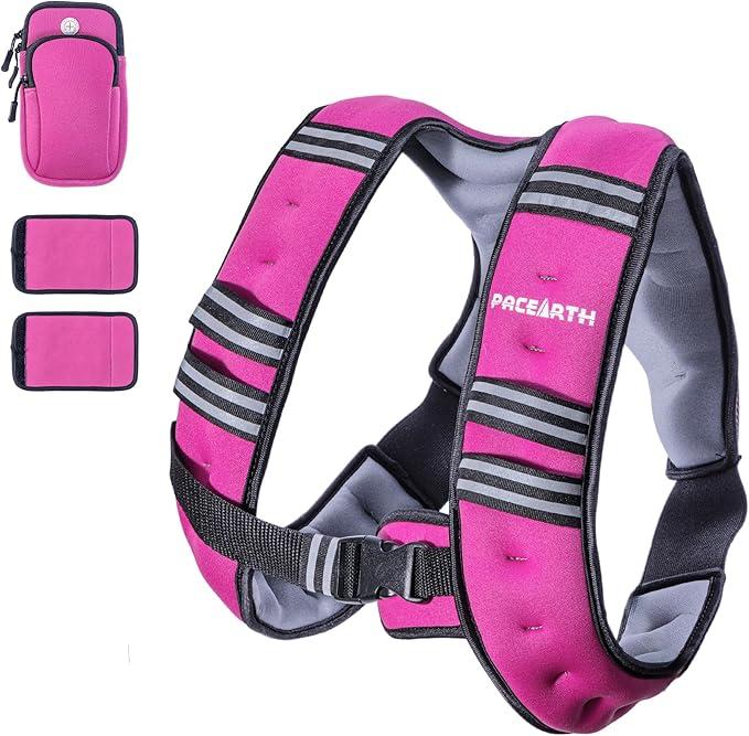 PACEARTH Weighted Vest 20lb Weight Vest with Reflective Stripe, Body Weight Vests Adjustable for Men, Women Workout, Strength Training, Running, Walking, Jogging