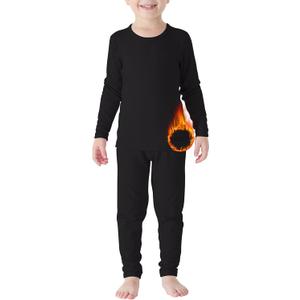 Zando Kids Thermal Underwear Sets Girls Soft Base Layer Fleece Long Underwear Toddler Thermal Set Boys Underwear Long Johns Ultra Cold Weather Gear Toddler Underwear Black X-Large (110) / 4T-5T