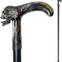 Walking Cane for Men & Women & Seniors - 36.5 Inch Heavy Duty 500+ lbs Capacity, Skull Ergonomic Handle, Decorative & Ornate Design, Gothic & Goth Elegant Black & Silver Artistry, Metal Cane