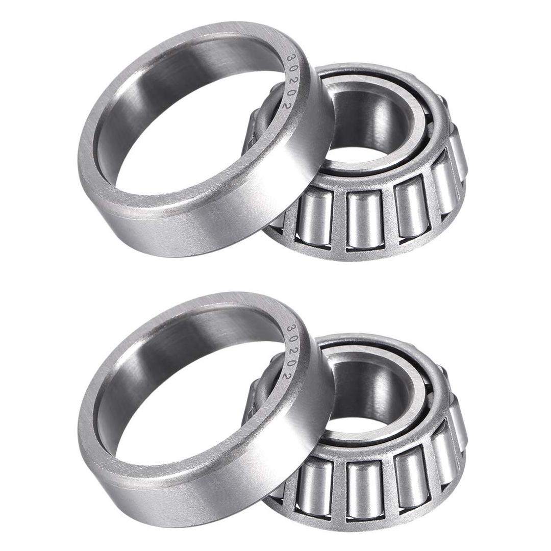 uxcell 30202 Tapered Roller Bearing Cone with Cup, 15mm Inner Diameter 35mm OD 12mm Thickness for Freight Trailer, 2 Pcs