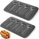 2-Pack Mini Baguette Tray, 13.6 x 8.4 x 1.1 inch Perforated French Stick Loaf Baking Molds Pan, Non-Stick Hot Dog Bun Baking Tray for Making Crispy Loaves Rolls Baguettes Hot Dog Buns