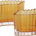MCMCNCUIU Crystal Vases for Centerpieces, Flower Vases for Wedding Centerpieces, Amber Glass Vases for Flowers, Small Glass Vases, Decorative Vases for Living Room, Dining Table, Office, Set of 2 (7 Inches x2)