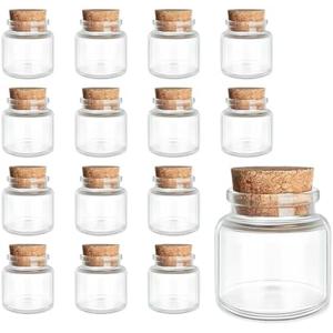 JIUYUE 16 pcs 10 ml Glass Bottles with Cork,Small Glass Vials,Storage Bottles for Liquids(0.35 oz-1.18x1.18 inch)