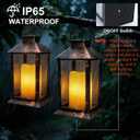 2 Pack 14 Inch Solar Lanterns Outdoor Waterproof with Flickering Flameless Candles, Outdoor Garden Hanging Lantern Decorative for Patio Front Porch Backyard Balcony Cabin Outside Table