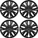 4 Pack Universal Hubcaps Replacement R14 14 inch, Steel Wheel Rim Cover for Most Auto, 14" 14 in Wheel Covers Hub Caps (Bright Black Color, 14 inch)