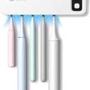 StarWin UV Toothbrush Dryer Holder, Fan Drying and Timer Function, Rechargeable Tooth Brush Holder Wall-Mounted for Bathroom, No Drilling, 5 Slots