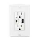 LEOD Type A & Type C USB Wall Charging Outlet, 4.2A High Speed Dual USB Socket, 15A Tamper Resistant Receptacle with 2 Wall Plates UL Listed (1Pack)