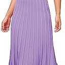 Pink Queen Women's Crew Neck Sleeveless High Waisted Bodycon Pleated Ribbed Swing Knit Midi Dresses L