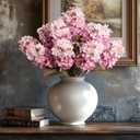 Ttranewsoo Hydrangea Artificial Flowers ,Fall Hydrangeas Artificial Flowers, Fake Fall Dried Hydrangea Decoration, Faux Silk Flower With Stems Winter Decor Indoor and outdoor(Pink 24"8pcs) Without Vase