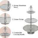 Rely+ Dessert Cupcake Stand 3-Tiered Serving Tray 20" Tall 3 Tier Fruits and Cup Cake Stand for Tea Party Birthday Holiday Gatherings Weddings Baby Showers Silver Finish Sturdy Design