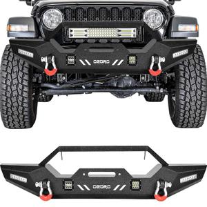 OEDRO Front Bumper Compatible with 2018-2025 Jeep Wrangler JL/JLU,20-25 Gladiator,Rock Crawler Bumper with Winch Plate Mounting & 4 x LED Lights