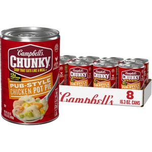 Campbells Chunky Soup, Pub-Style Chicken Pot Pie Soup, 16.3 Oz Can (Case of 8)