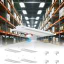 LED Linear High Bay Shop Light With Motion Sensor 300W, Larger Central Lighting Area, 45000LM, 120-277V, 0-10V, 5000K, Commercial Linear High Bay Led Shop Lights for Warehouse Industrial, 4 Pack, UL