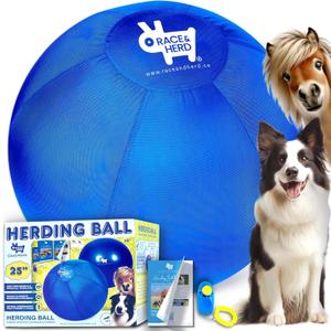 Race&Herd 25" Original Herding Ball for Dogs, Giant Herding Ball for Australian Shepherds, Dog Training Toy for Medium Breeds, Dog Herding Toy for Outdoor Play (Blue)