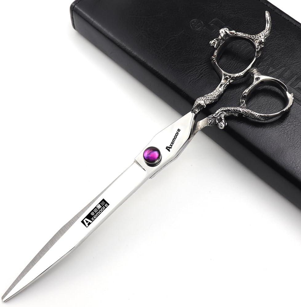 6/7/7.5/8/9 inch scissors silver professional hairdresser hair cut and trim diluted sharp 440C steel (7 inch flat shear-A)