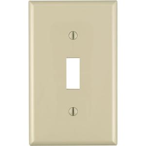 Leviton 1-Gang Toggle Device Switch Wallplate, Standard Size, Thermoplastic Nylon, Device Mount, Ivory, 80701-I