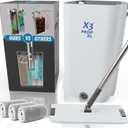 X3 Mop XL, Separates Dirty and Clean Water, 3-Chamber Design, Flat Mop and Bucket Set, Hands Free Home Floor Cleaning, 3 Reusable Microfiber Mop Pads Included (XL X3 Mop)