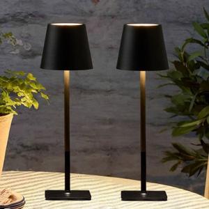 2 Pack Cordless Table Lamps-6000mAh Rechargeable Lamp,Waterproof Outdoor Table Lights for Patio|Shower|Restaurant|Dinner|Kitchen Counter|Dining Table Top Lighting,Mini Small Battery Operated Lamp (Black)