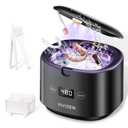 Ultrasonic Retainer Cleaner Machine Sonic Dental Cleaning Machine for Dentures, Aligners, Braces, Mouth Guards, Jewelry, Portable 30W/45kHz (Black)